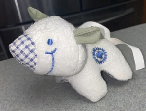 Evenflo piccolo peluche peluche bianco con plaid blu naso e cuore accento - Foto 1 di 7