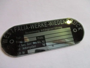 Placa de características AHK enganche de remolque westfalia oldtimer dispositivo de remolque placa bj - Imagen 1 de 1