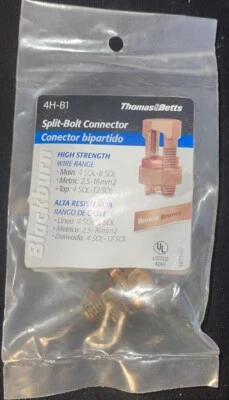 3 Packs Blackburn T&B split bolt connector copper 4SBC-B1, 8AWG -4AWG stranded - Image 1 of 2