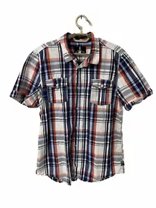 NEW Jeans by Buffalo Button Shirt Men XL 46X29 Blue Orng Cotn SS 2 Pokt Lightwt - Picture 1 of 9