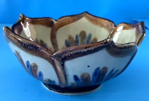 "Cuenco vintage mexicano de cerámica Palomar Ken Edwards borde festoneado 3,5"" x 6,5""" - Imagen 1 de 15
