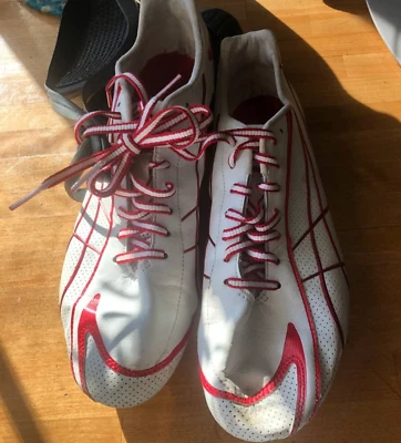 Zapatos de sprint de pista ASICS para hombre EE. UU. 10 Japón rojo relámpago blanco más pieles de botín Foto 1 de 4