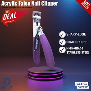 Acrylic False Nail Clipper Cutter Purple Grip Nail Art Scissors Manicure - Picture 1 of 5