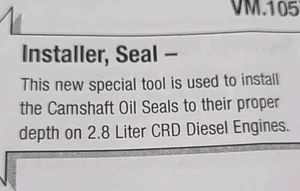 Miller VM.1057 2.8L CRD Diesel Camshaft Oil Seal Installer Tools. Both Pieces. - Bild 1 von 9