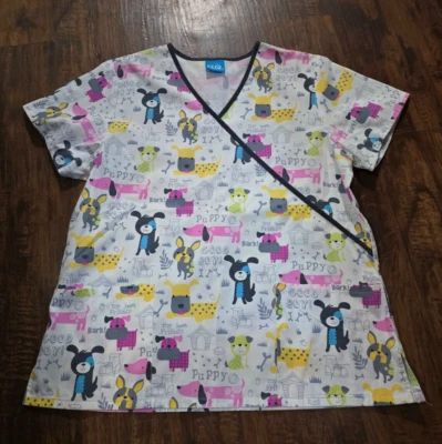 Scrub H.G. Medical Scrub Top Medium Size Cute Puppy Pattern - Image 1 of 4