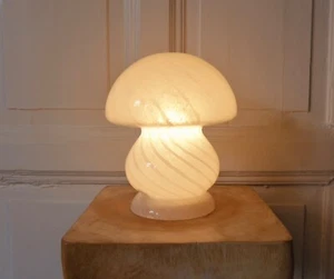Pilz Lampe Leuchte mushroom swirl Glas weiß Vintage - Bild 1 von 10