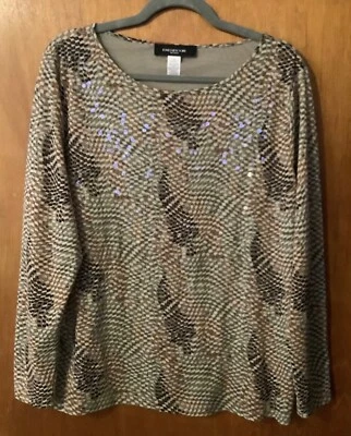 Top Jones New York Multi Geométrico Lentejuelas 2X Manga Larga Envío Gratis Foto 1 de 3