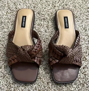 Nine West WN Olson 3 Damen Kunstleder geflochtene Pantoletten Sandalen Größe 6M braun - Bild 1 von 10