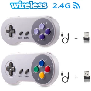 SNES Controller Wireless Gamepad + Ricevitore USB per PC MAC Raspberry Pi Retropie - Foto 1 di 29