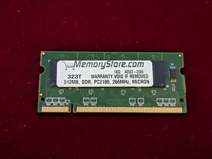 MICRON 64 MB LAPTOP RAM (MT4LSDT864HG-10EB1) 144 PIN DDR1, 100 MHz, PLC100, CL2 - Picture 1 of 7