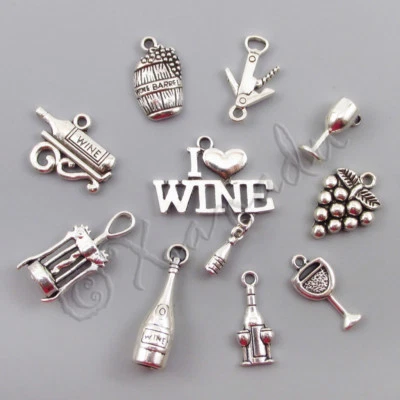 Wine Charms 10PCs Antiqued Silver Plated Charms Mix CM6147 - 10, 20 Or 50PCs - Image 1 of 2