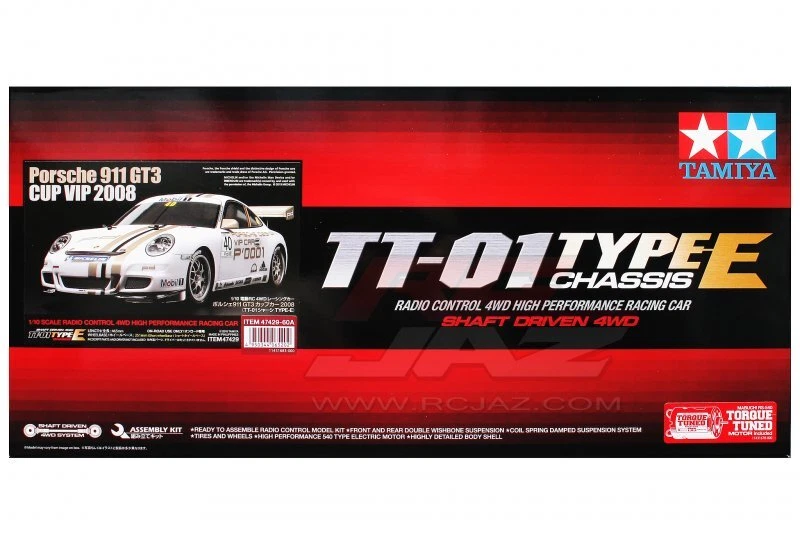 Tamiya 47429 1/10 Scale RC Car TT-01E Chassis Porsche 911 GT3 Cup VIP 2008 Kit - Image 1 of 1