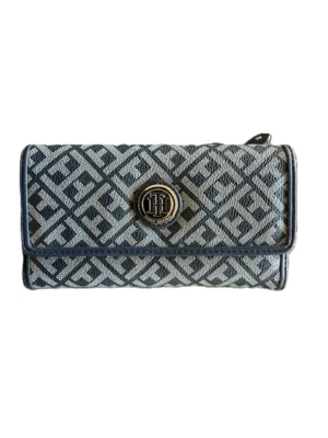 NEW Tommy Hilfiger Tri-fold Continental TH Checkbook & Wallet-Navy Blue - Image 1 of 3