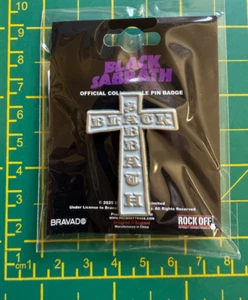 BLACK SABBATH SILVER CROSS VERY HIGH QUALITY METAL BADGE OFFICIALLY LICENSED - Picture 1 of 6