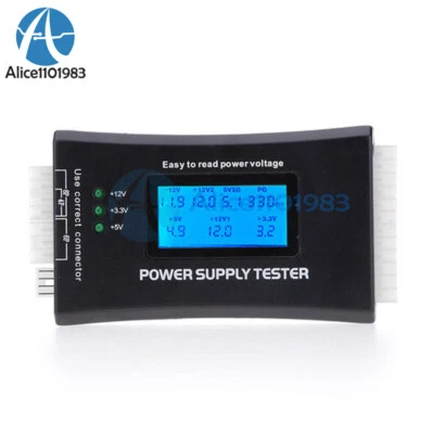 PC Computer LCD 20/24 Pin 4 PSU ATX BTX ITX SATA HDD Digital Power Supply Tester - image 1 of 4