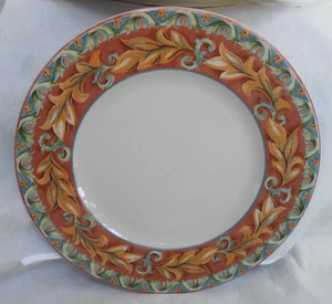 2 PTS INTERNATIONAL INTERIORS SPEISETELLER AKANTHUS SELTEN GRÜN ROST LORBEER - Bild 1 von 2