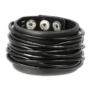 SilverDream Bracciale in pelle nero da uomo braccialetto in pelle LAP010S - Foto 1 di 7