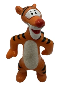 Disney Winnie the Pooh Tigger Vintage 3" Flocked Fuzzy Toy Figure Sit & Stand - Picture 1 of 6