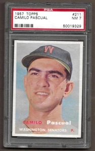 1957 Topps # 211 - CAMILO PASCUAL - Washington Senators - PSA 7 NM - Picture 1 of 1
