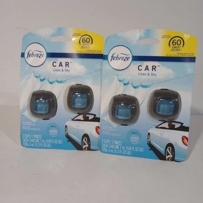 4 Pack Febreze Car Vent Clips Air Freshener & Odor Eliminator Linen & Sky - Image 1 of 2