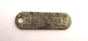VINTAGE HERTZBERG & NASETH HARDWARE MARIETTA, MINNESOTA KEYCHAIN ID FOB - Picture 1 of 2