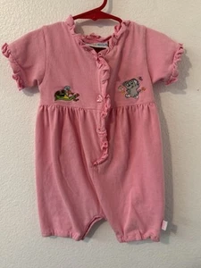 Rainforest Cafe Baby Pink Romper 18M Elephant and Frog One Piece Vintage - Picture 1 of 18