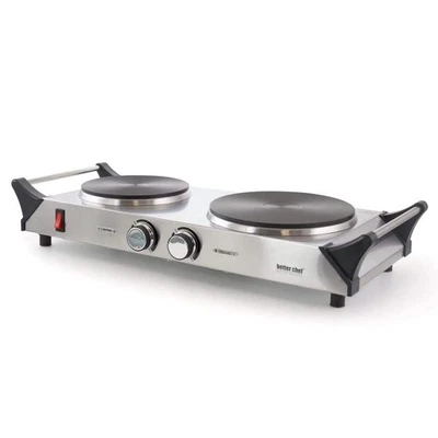 Better Chef Portable Stainless Steel Solid Element Double Electric Burner - Image 1 of 4