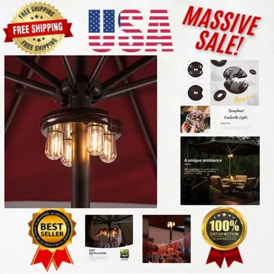 Elegant LED Outdoor Umbrella Light with Unique Donut Shape - Enhance Your Garden - Image 1 of 4