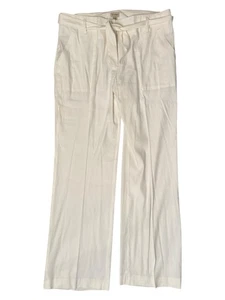 Cremieux Damen Leinenhose weites Bein creme Größe 14 Schärpe Gürtel - Bild 1 von 9