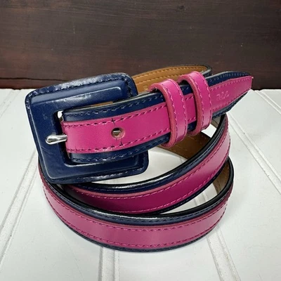 Пояс Lauren Ralph Lauren тонкий женский средний 35-35 x 1 дюйм ярко-розовый и синий - Изображение 1 из 4