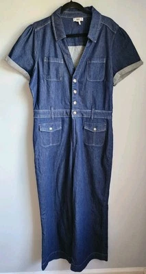 Paige Sz 14 Darla Jumpsuit in Baltimore (Denim) Short Sleeve Wide Leg - Image 1 of 4