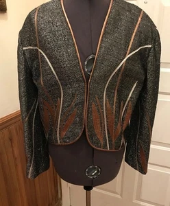 Giacca vintage Viktor Von Van Anker per CORAL Shimmer Lurex pelle metallizzata donna M - Foto 1 di 12