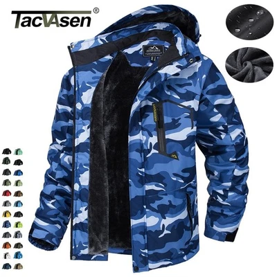 Men's Mountain Ski Snow Jacket Thermal Fleece Winter Wam Hiking Waterproof Coat  - Image 1 of 4