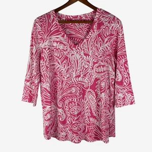 Tunika Oberteil mit weicher Umrandung Paisleymuster 3/4 Arm M leicht rosa 2GH09 - Bild 1 von 8