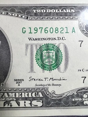 August 21, 1976 (G 19760821 A) BIRTHDAY Note $2 Two Dollar Bill *UNC* - Image 1 of 3