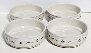 Longaberger WOVEN TRADITIONS Classic Blue Stacking Soup/Cereal Bowls - Set Of 4 - Picture 1 of 20