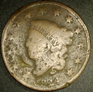 Moneda de cobre grande cabeza de corona de Estados Unidos 1824 daños leves 1 c - envío gratuito - Imagen 1 de 2