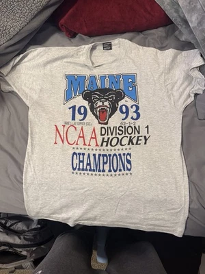 Vintage University Of Maine UMaine 1993 National Champions Hockey T Shirt XL - Image 1 of 3