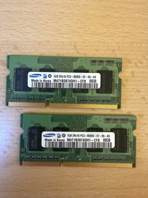 Genuine Samsung 2 x 1GB 2Rx 16 PC3 8500S-07-00-A0 RAM Memory (2GB TOTAL ) - Image 1 of 2