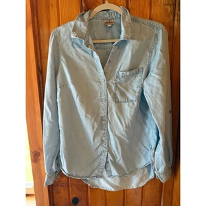 Como Vintage Damen hellblau Denim Langarm Button Down Hemd - Bild 1 von 4