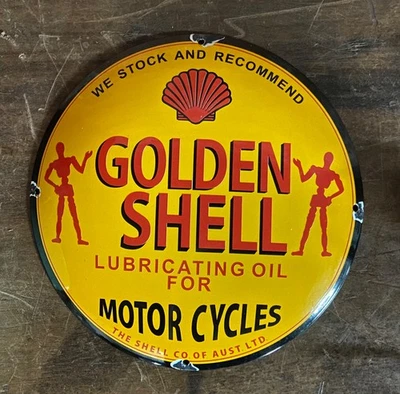 Golden Shell Motorcycles Enamel Sign 30 CM - Image 1 of 4