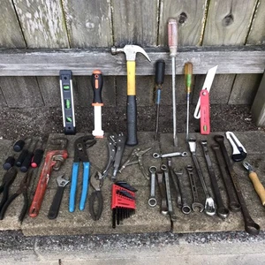 Lot of 35 Tools Pliers Cutters Allen Wrenches Hammer Level & Vintage Wrenches - Picture 1 of 5