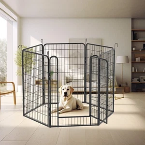 Playpen in metallo resistente 6 pannelli con porta, recinzione per cani penna per esercizi per animali domestici per esterni - Foto 1 di 16