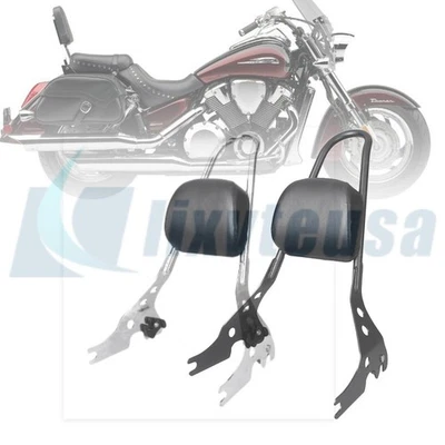 Chrome/Black Sissy Bar Backrest Cushion Pad For Harley Street 500/750 2015-2017 - Image 1 of 4