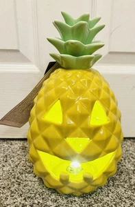 Spooky Night Light Up Keramik Ananas Jack O’ Lantern 10” Halloween Dekoration - Bild 1 von 4