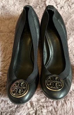Tory Burch Caroline Black Patent Leather Wedge Women's Heels Shoes Size 6. - Image 1 of 4