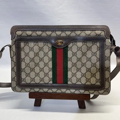 Bolsa tiracolo/ombro monograma marrom vintage GUCCI COMO ESTÁ - Imagem 1 de 4