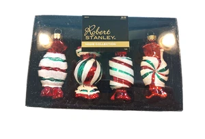 Robert Stanley WRAPPED CANDY Christmas Hanging Glass Ornament 4" NEW in box - Picture 1 of 7