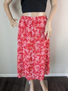 Nanette Nanette Lepore Rock Damen Gr. XL rot Blumen Plissee gefüttert Midirock - Bild 1 von 13