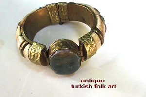 great antique ottoman bracelet bone agate stone trumpet closure - Picture 1 of 2